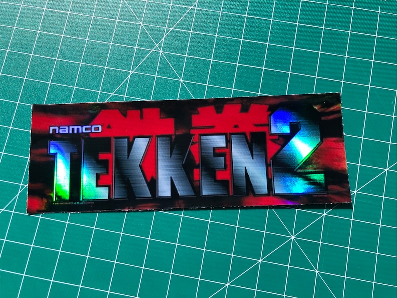 Tekken 2 Arcade Marquee 2x6” Sticker Glossy Decal Holographic Rainbow ...
