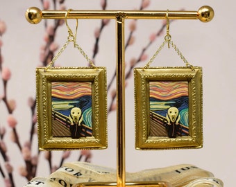 Edvard Munch The Scream Earrings | Handmade from Polymer Clay | Gold Vermeil | Unique Jewellery | Iconic Art | Wearable Art