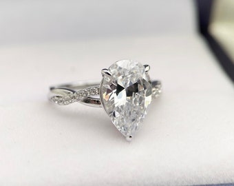 Titel:4CT Pear Cut Moissanite 925 Sterling Zilver Twisted Vine Gesimuleerde Diamanten Verlovingsring Huwelijkscadeau Voor Vrouwen