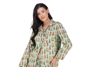 Ruby Forest: 3-Piece Women's Block Printed Pajama Set