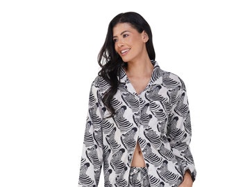Zebra Serenity: set pigiama da donna in morbido cotone 3 pezzi