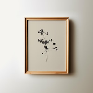 Minimalist Botanical Painting Wall Art | Vintage Neutral Floral Sketch | Cottage Core Decor Fine Art | Print and Shipped Wall Art
