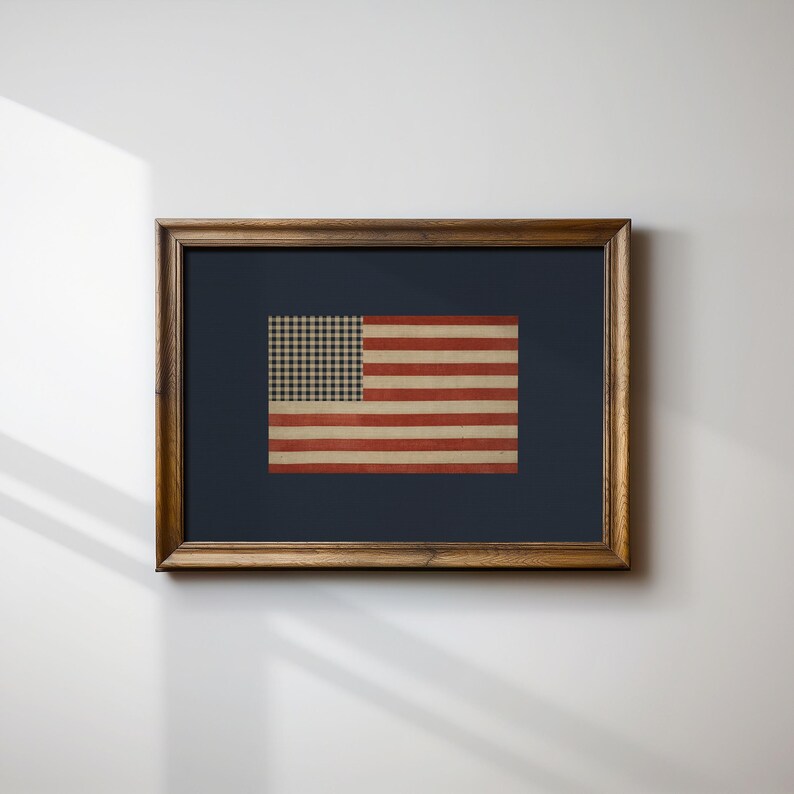 Preppy American Flag Wall Art | Fourth of July USA Flag Print | Cottagecore Decor | Patriotic Home Decor | Printed and Shipped