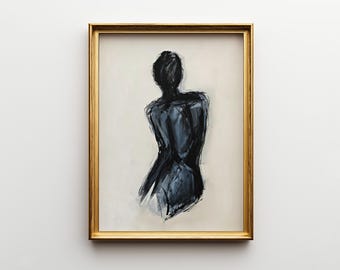 Vintage Faceless Portrait Print, Moody Neutral Wall Art, Old Money Gallery Decor