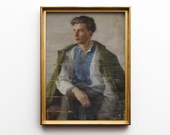French Antique Oil Portrait, 19th Century Bourgeois Gentleman