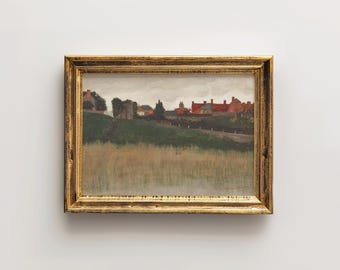 Vintage European Landscape Unframed Art Print: Cottagecore Wall Decor, Housewarming Gift
