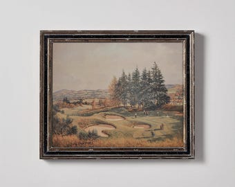 Vintage Golf Landscape Art Print: Antique Home or Office Decor Digital Download