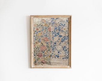 William Morris Botanical Tapestry | Vintage Floral Watercolor Wall Art