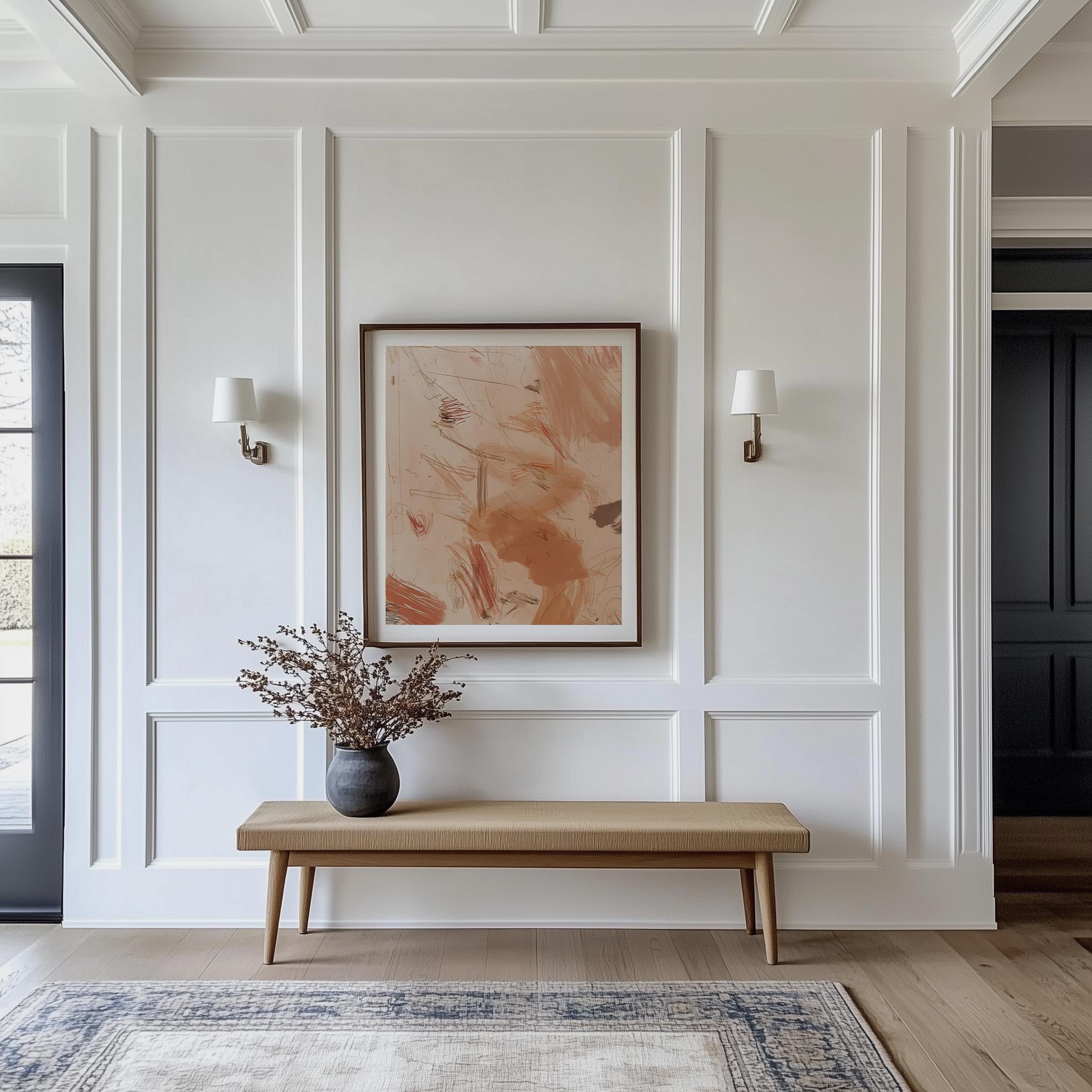 Large Blush Pink Abstract Wall Art Print | Mid-century Modern Decor ...