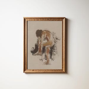 Neutral Abstract Female Figure Oil Painting Print: Modern Unframed Portrait Wall Art