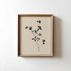 Minimalist Floral Sketch Wall Art | Vintage Neutral Botanical Painting | Cottage Core Decor Fine Art Prints | Print and Shipped Wall Art