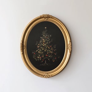 Moody Christmas Tree Art Print: Neutral Cottagecore Wall Decor, Holiday Still Life Printed & Shipped