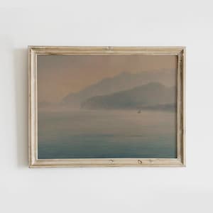 Vintage Coastal Seascape Watercolor Print – Unframed Cottagecore Wall Decor