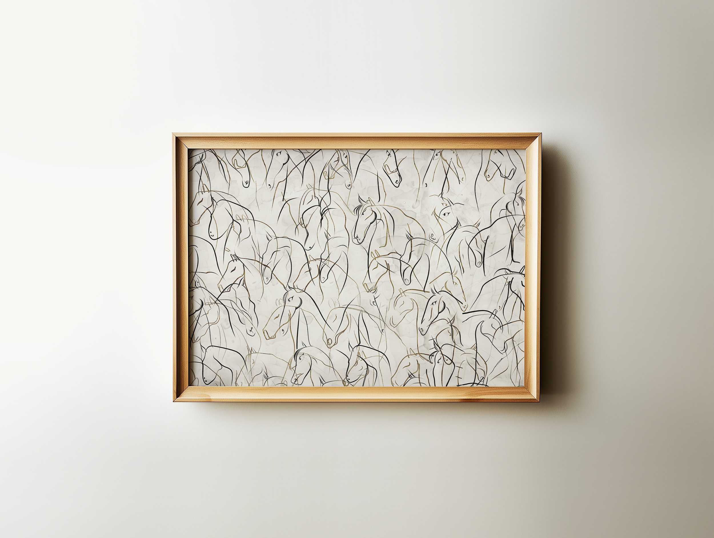 Minimalist Equestrian Line Art Wall Art | Neutral Wall Art Above Bed Decor | Abstract Horse Sketch Printed and Ship Art