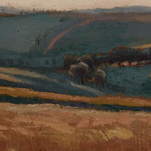 Vintage Moody Landscape Wall Art, Cottagecore Meadow Oil Painting Print, Neutral Cottagecore Fine Art Print, Apartment Decor image 8