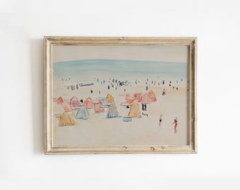 Vintage Abstract Coastal Watercolor Print | Minimalist Seascape Wall Art for Cottage Core Decor | Printed and Shipped