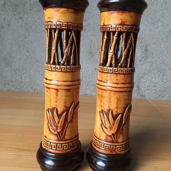 Carved Tribal Wooden Vases Handcrafted Wooden Umbrella Stands - Inspired Artwork Wooden Storage Barrels - Vintage Carved Decor Pieces