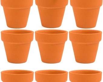 9 Pcs Small Mini Clay Pots 2.1 Inches Terracotta Pot Clay Ceramic Pottery Planter Cactus Flower Pots Succulent Nursery Pots