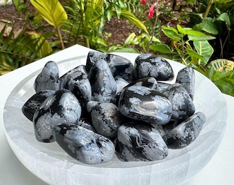 Snowflake Obsidian Tumbled Stone – Protection Crystal Grid | Root Chakra Stone | Capricorn & Virgo Astrology Gifts | Samhain Altar Table