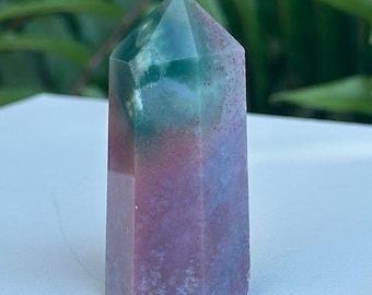 Ocean Jasper Crystal Tower – Sea Jasper Crystal Point | Polished Crystal Obelisk, Natural Crystals and Minerals, Crystal Gift & Home Decor