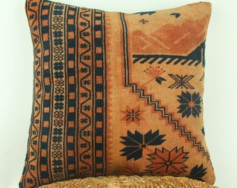 20x20 Boho Kilim Pillow, Handmade Vintage Pillow, Gift idea Cushion Cover, Antique Rug Pillow, Sofa or Couch Pillow, Decor Pillow Cover