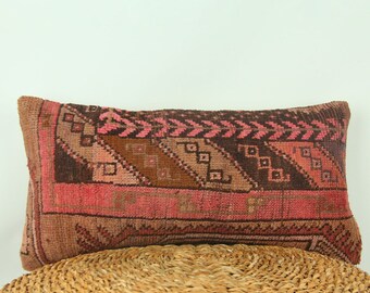 cuscino kilim, cuscino fatto a mano, cuscino per tappeto turco, federa per cuscino, cuscino per divano, arredamento della camera da letto, cuscino da lancio, cuscino decorativo, 12x24 lombare