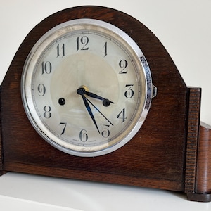 Restored Vintage Art Deco wooden mantle clock  with a modern twist
