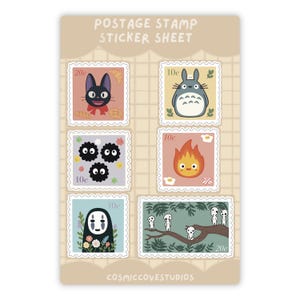 Kawaii Anime Postage Stamp Sticker Sheet: Waterproof Vinyl Decals