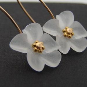 Spring Frost White Lucite Earrings Gold Filled or Sterling Silver image 5