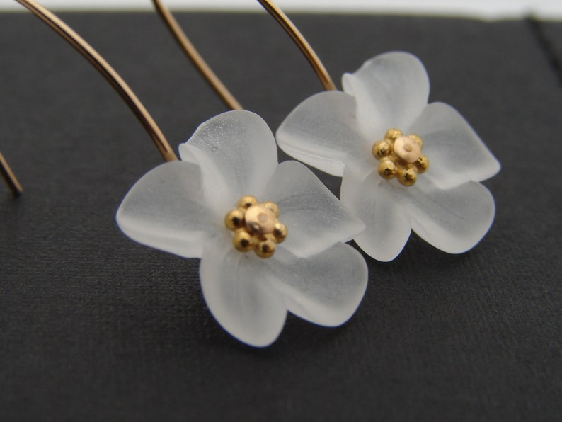 Spring Frost White Lucite Earrings Gold Filled or Sterling Silver image 5