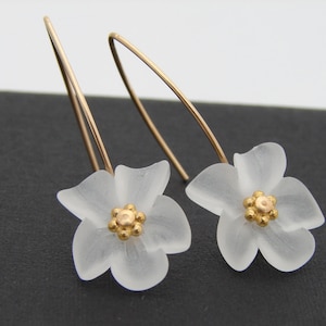 Spring Frost White Lucite Earrings Gold Filled or Sterling Silver image 1