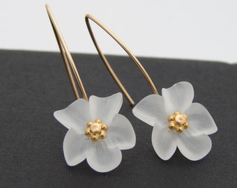 Spring Frost White Lucite Earrings Gold Filled or Sterling Silver