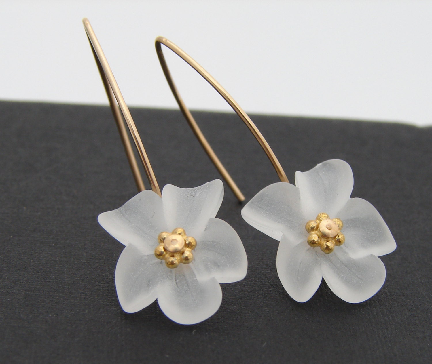 Spring Frost White Lucite Earrings Gold Filled or Sterling Silver