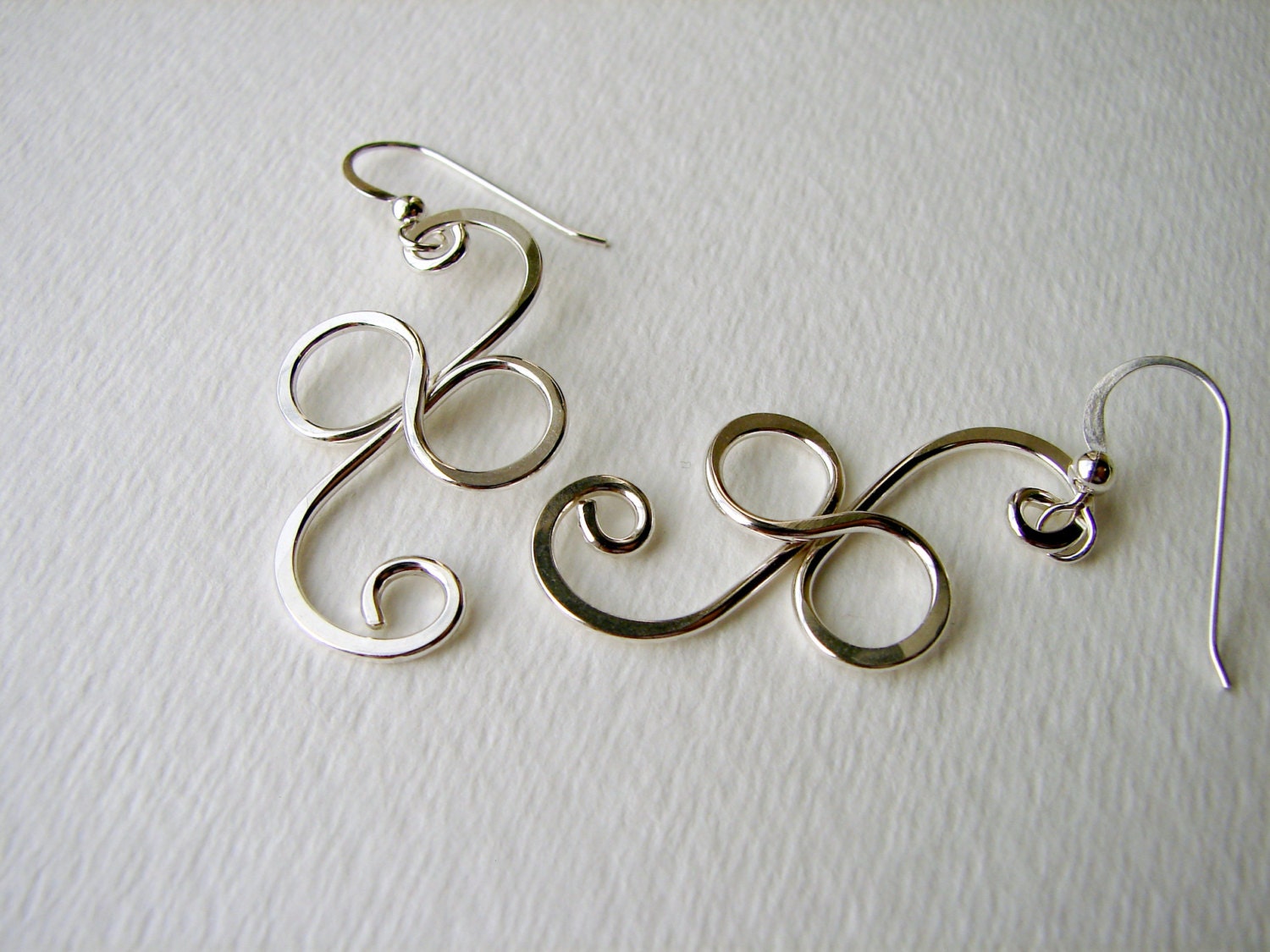 Sterling Silver Infinity Earrings Long Silver Wire Dangles - Etsy
