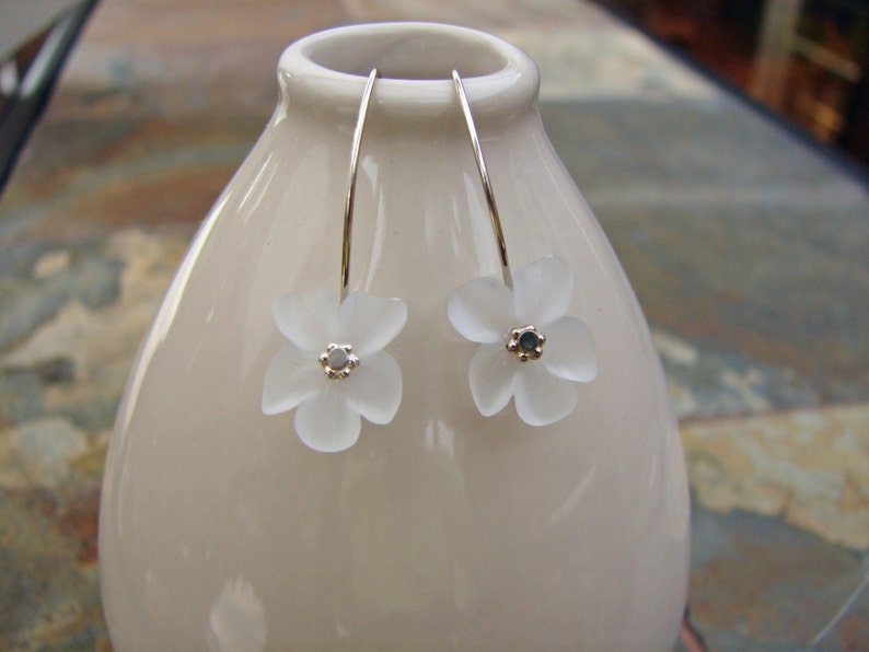 Spring Frost White Lucite Earrings Gold Filled or Sterling Silver image 2