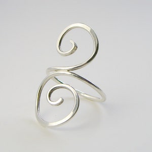 Sterling Silver Scroll Ring Silver Wire Ring Curly Double Spiral Ring image 2