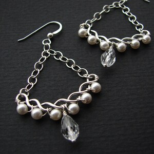 Chandelier Earrings Crystal Pearl Sterling Silver - Etsy