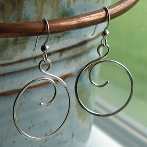 Sterling Silver Hoop Earrings - Curly Q - Hoop Earrings - Forward Facing