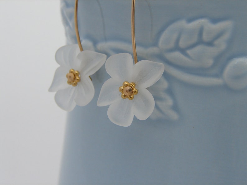 Spring Frost White Lucite Earrings Gold Filled or Sterling Silver image 6