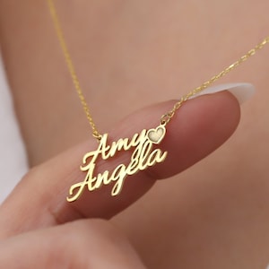 Personalized 14K Gold  Heart Name Necklace, Family Name Necklace, Family Jewelry, Heart Necklace, Personalized Heart Necklace