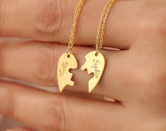 14k Gold Filled Friendship Necklace, Heart Necklace, Best Friend Gifts, BFF Gifts for Her Best Friend Jewelry Heart Couples Necklace Jewelry