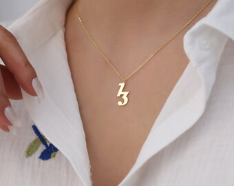 Collar de número personalizado, Collar de número personalizado, Collar de año, Collar de año de número Aria, Collar de plata, Regalo del día de la madre