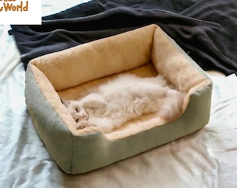 Schattige kattenslaapbank - Gezellig kattenbed - Schattig hondenbed - Kattencadeau - Handgemaakt huisdierbed - Huisdiermeubilair - Kattenhuis - Huisdierbeddengoed