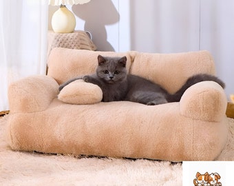 Canapé-lit de luxe pour chat - Lit confortable pour chat - Joli lit pour chien - Lit en peluche pour chat - Cadeau chat - Lit fait main pour animal de compagnie - Meubles pour animal de compagnie - Cabane pour chat - Literie pour animal de compagnie
