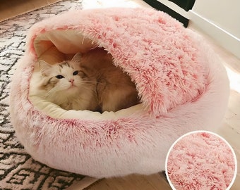 Gemütliches Katzenhöhlenbett | Luxus Katzenbett | Anti-Angst-Ped-Bett | Plüsch-Katzenbett | Katzenbett Haus | Geschenk für Katze | Kinderbett