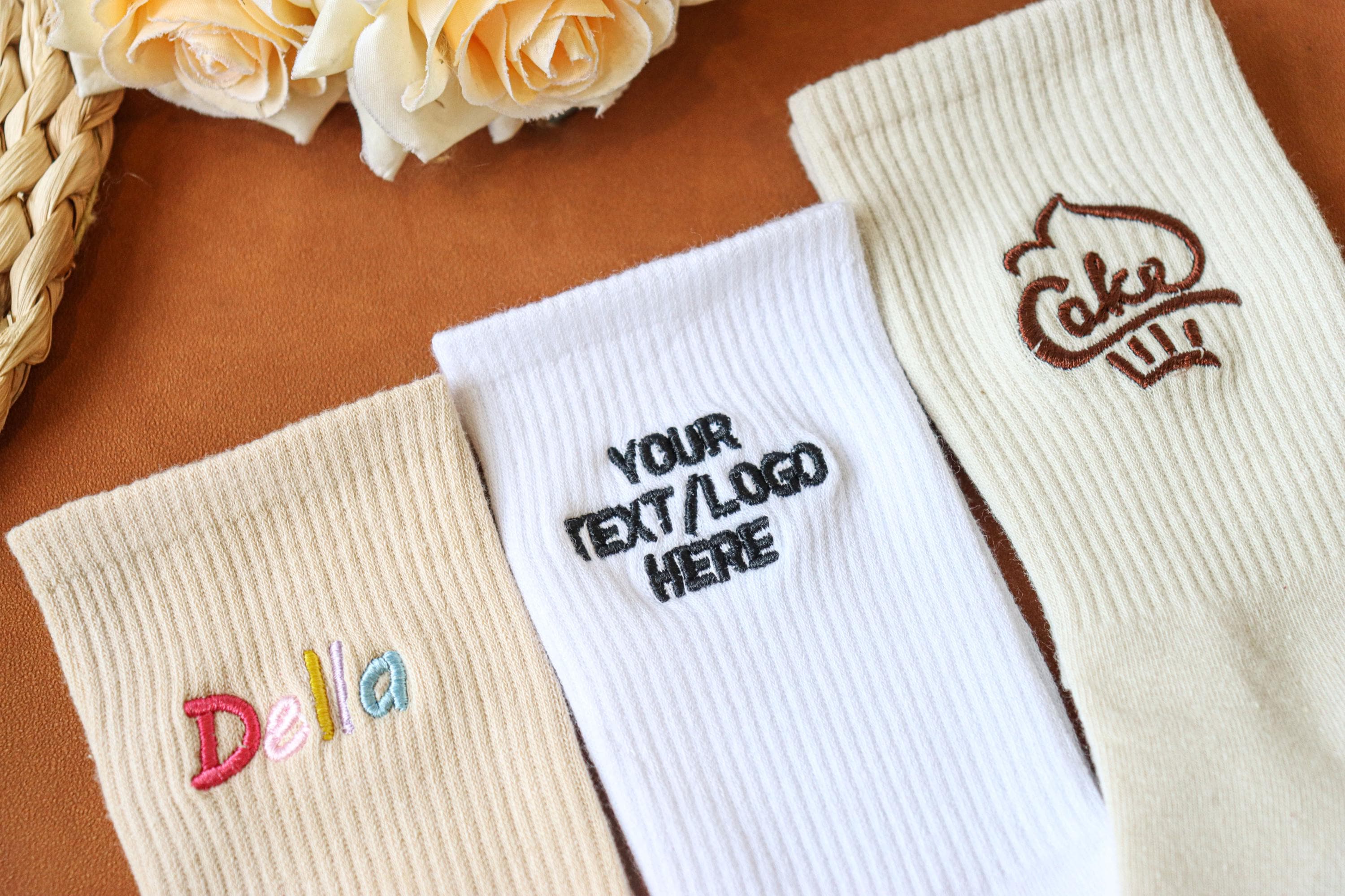 Customized embroidered socks with your name, text, and logo, personalized women&#39;s socks, personalized unique gifts, sports socks, team socks