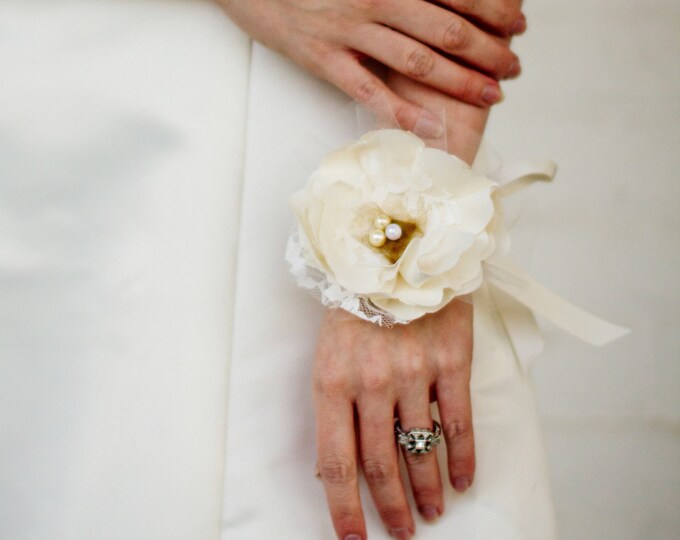 Flower Wrist Corsage Vintage Style Wedding Weddings Fabric - Etsy