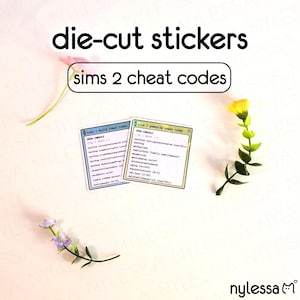 SIMS 2 CHEAT STICKERS | Homemade Sims 2 Waterproof Vinyl Stickers with holographic effect | For laptop and water bottle