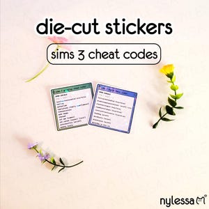 SIMS 3 CHEAT STICKERS | Homemade Sims 3 Waterproof Vinyl Stickers with holographic effect | For laptop and water bottle