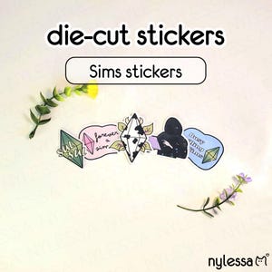 DIECUT SIMS STICKER | Selbstgemachte Sims 4 wasserfeste Vinyl Aufkleber mit holografischem Effekt | Für Laptop und Wasserflasche | Hergestellt in Kanada